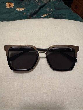 QUAY Bold Square Sunglasses in Black and Gold